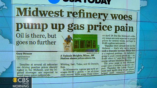 CBS This Morning What's Hot: Headlines: Oil refinery outages, repairs mean pain at the pump