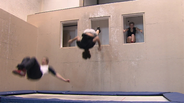 Wall Trampoline pros demonstrate their sport - WEB EXTRA