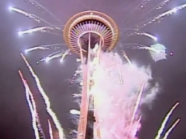 Space Needle Lights Up Sky