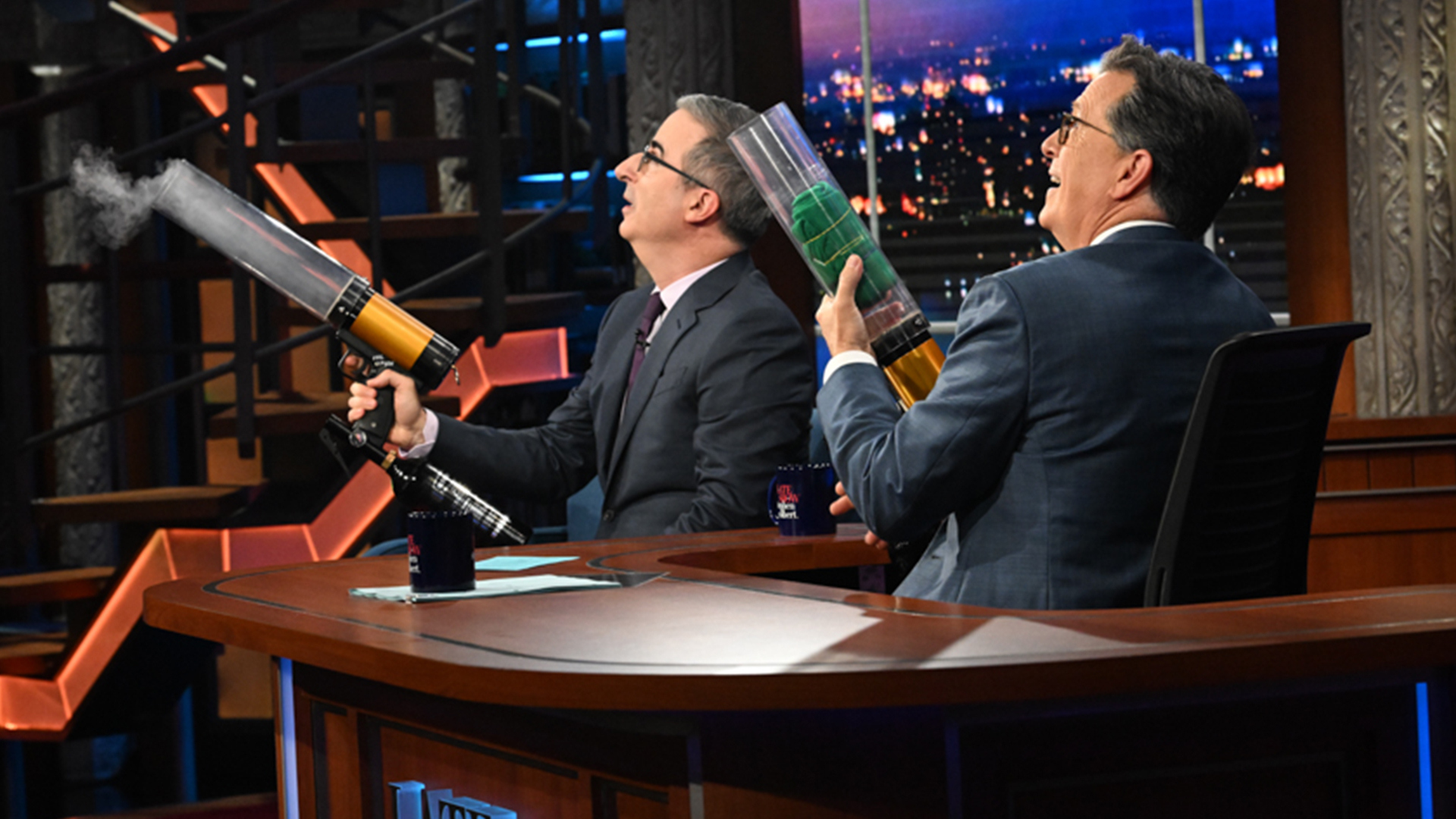 Watch The Late Show with Stephen Colbert John Oliver Launches Strike Force Five Merch At