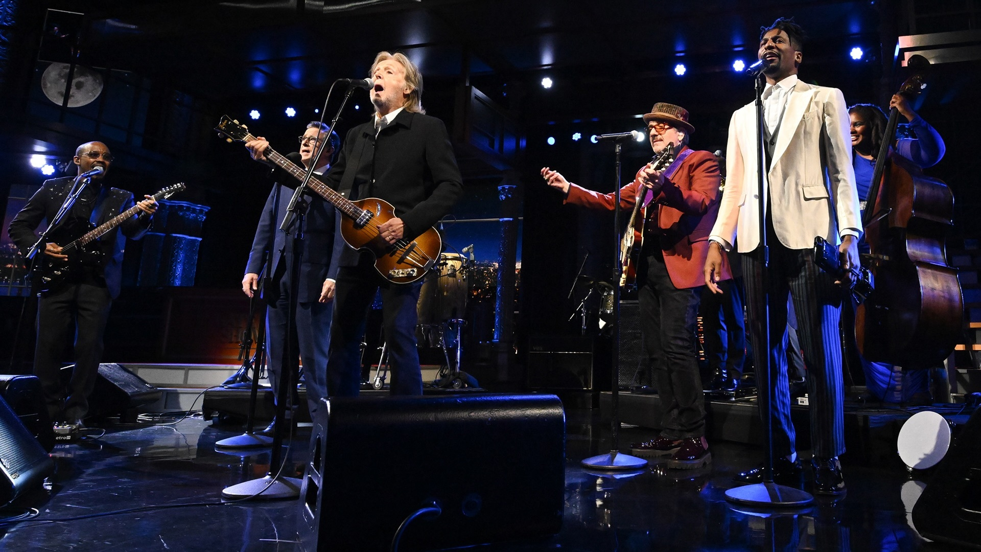 "Jump Up / Hello Goodbye" Paul McCartney, Elvis Costello, Jon Batiste,  Louis Cato & Stephen Colbert