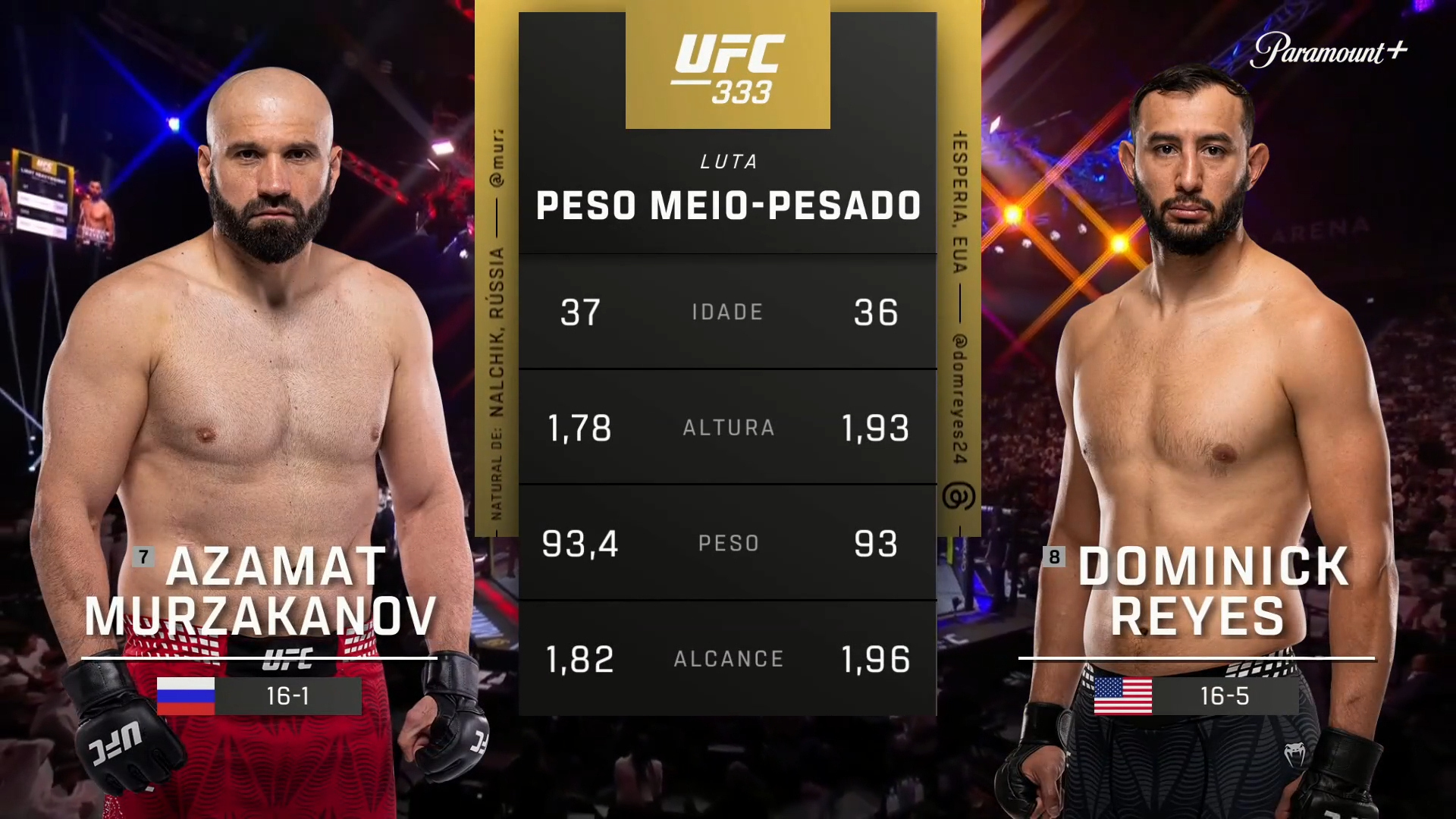Watch UFC (Português) Azamat Murzakanov x Dominick Reyes (UFC 333 ...