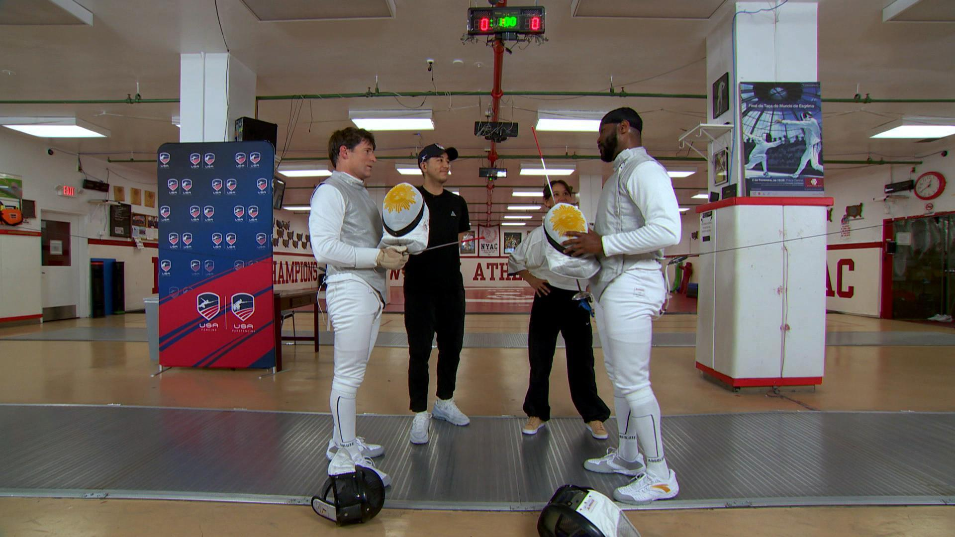 Watch CBS Mornings: Nate Burleson and Tony Dokoupil try fencing - Full ...