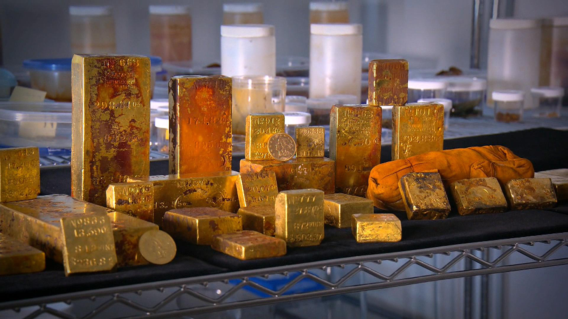 Gold bars recovered from the 1857 shipwreck of the USS Central America ...