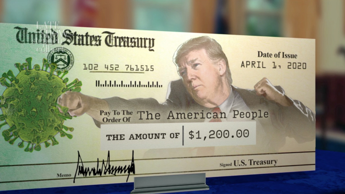 Watch The Late Show with Stephen Colbert Trump's Name Is On The Checks