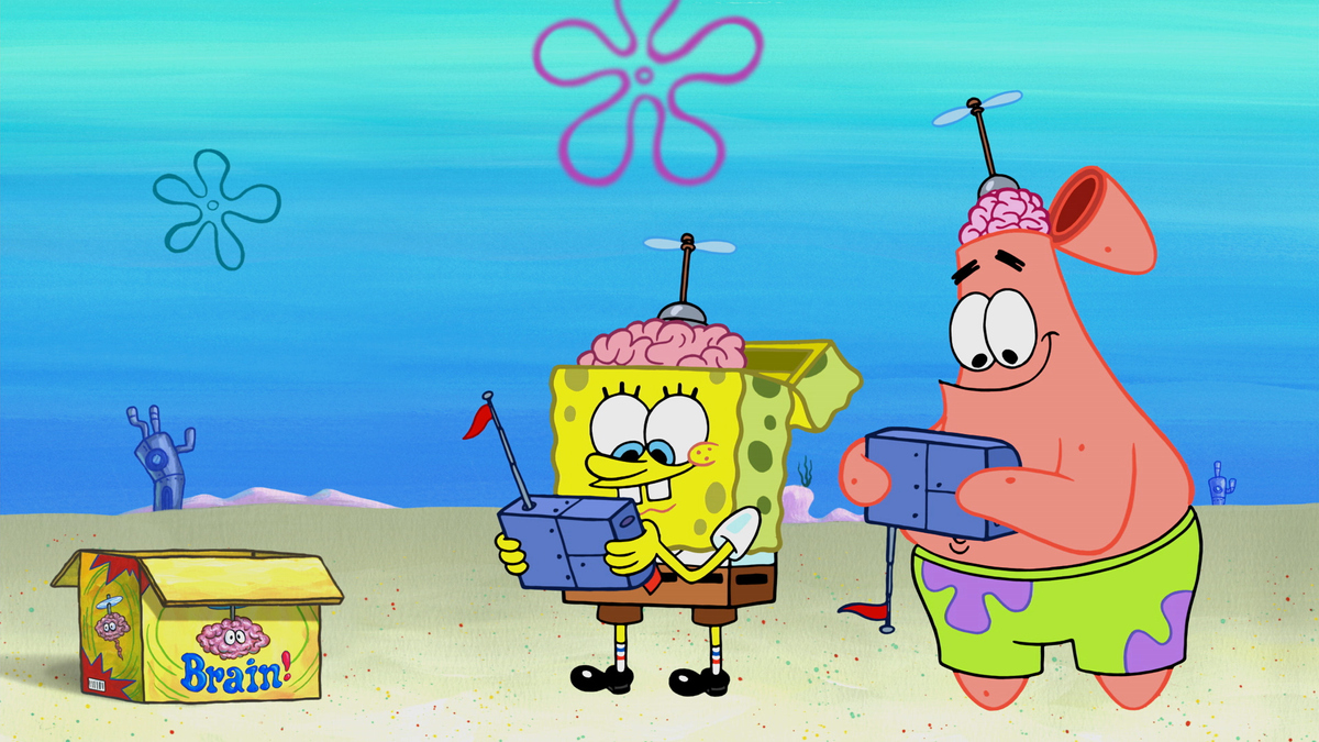 SpongeBob and Patrick get hooked on the latest fad - flying your own brain ...