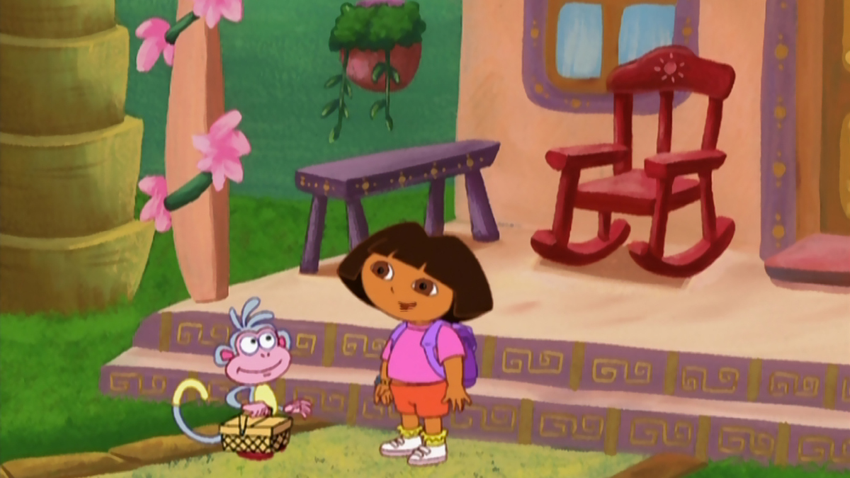 Dora and Boots set off to deliver a basket of treats to Dora's Abuela ...