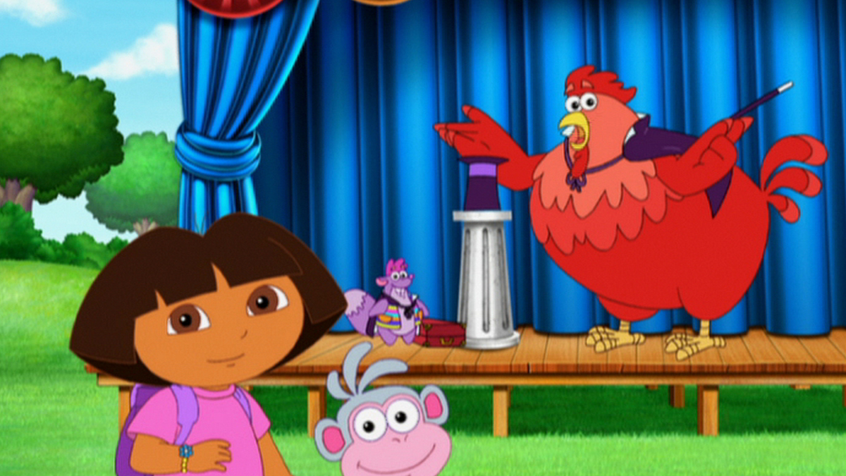 The Big Red Chicken's putting on a magic show for all of his friends. 