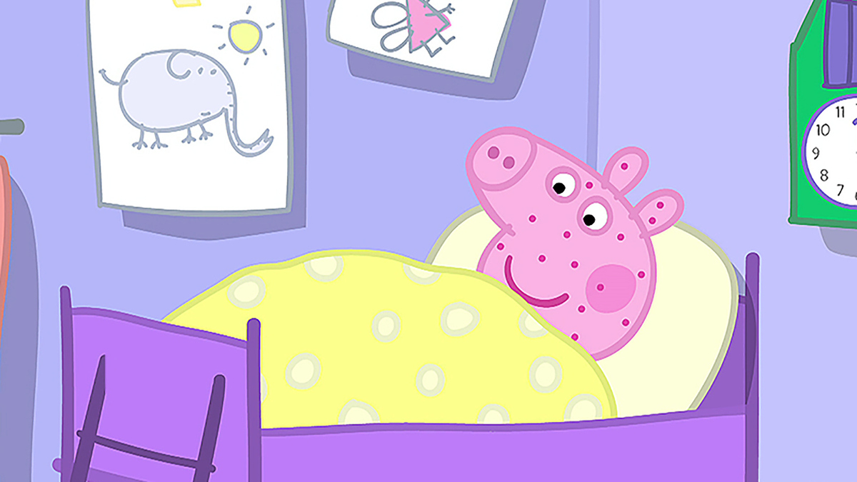 Who is inside Peppa Pig's house in the Peppa Pig house wallpaper