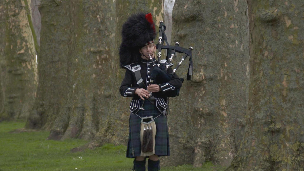 Watch Sunday Morning Scotland's tradition of bagpipes and kilts