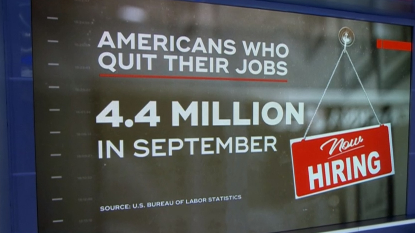 Watch CBS Evening News Record number of workers quit in September ...