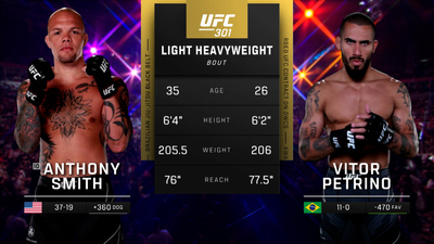 UFC : 301: Anthony Smith  s. Vitor Petrino Main Card'