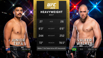 UFC : 305: Junior Tafa vs. Valter Walker Prelims'