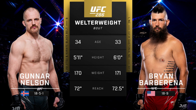UFC : 286: Gunnar Nelson vs. Bryan Barberena Main Card'