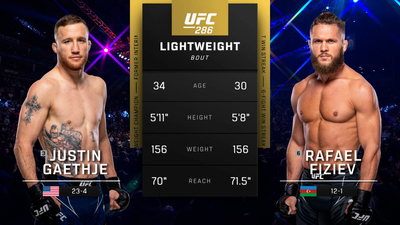 UFC : 286: Justin Gaethje vs. Rafael Fiziev Main Card'