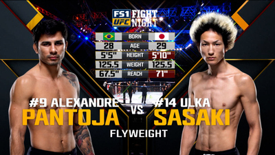 UFC Fight Night : Alexandre Pantoja  s. Yuta Sasaki'