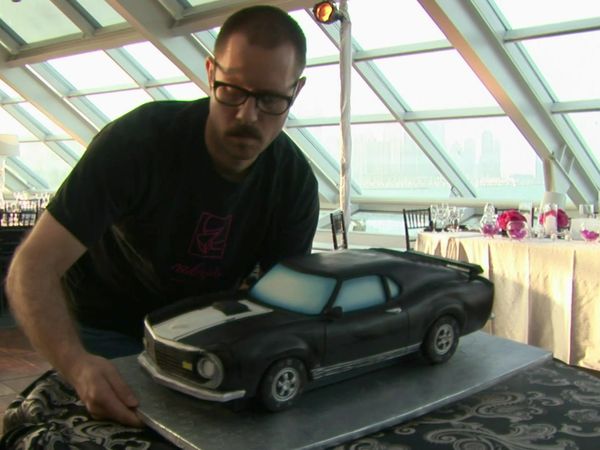 Amazing Wedding Cakes - Vintage Mustang Groom's Cake, Mechanical Sapphire Cake, Blue Draped Fabric Cake