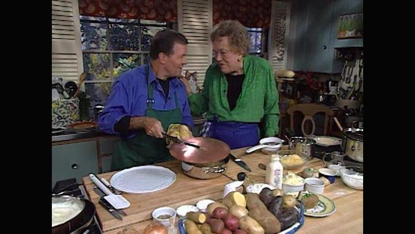 Julia & Jacques Cooking at Home - Potatoes - Baked, Mashed, Creamy Casserole and Crispy Fried Pommes Souffles