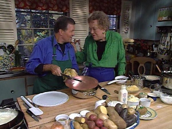Julia & Jacques Cooking at Home - Potatoes - Baked, Mashed, Creamy Casserole and Crispy Fried Pommes Souffles