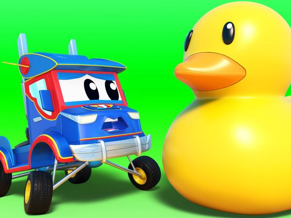 Super Truck - Patos de borracha e caminhão de lixo / Barco salva carro de corrida da ponte / tubarões e o bote / Caminhão Monstro luta contra o desastre do donut