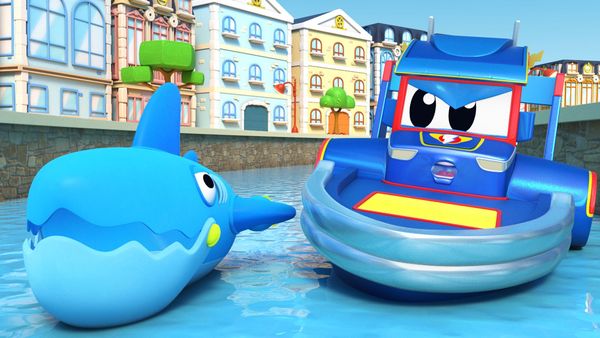Super Truck - Tubarão persegue barco / Ataque do tubarão / Tubarões no canal / Toy Story: tubarões perseguem o Super Barco