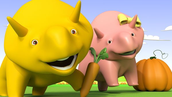 Dino the Dinosaur - O jogo das comidas coloridas / Aprenda cores e números. / Flores e cores / Aprenda formas - Desenhar
