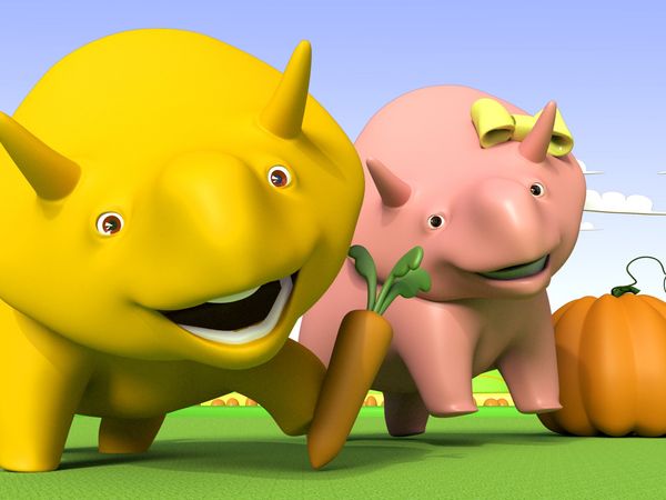 Dino the Dinosaur - O jogo das comidas coloridas / Aprenda cores e números. / Flores e cores / Aprenda formas - Desenhar