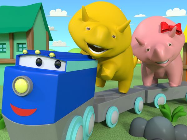 Dino the Dinosaur - Dino e Dina aprendem sobre a cor amarela. / Dino joga dominós / Dino atravessa o rio / Dino e Dina fazem uma competição