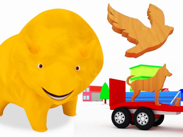 Dino the Dinosaur - Aprenda os nomes dos animais e os cubos / Dino e a mochila / Dino e seus caminhões de brinquedo no parque de diversões / Presentes nos balões