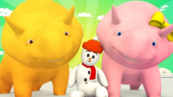 Dino the Dinosaur - Fazendo um boneco de neve do Dino para o Natal / No parque de diversões / Aprenda as cores jogando basketball / Jogando com Dino e trens