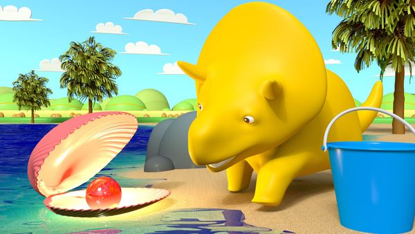 Dino the Dinosaur - Dino vai para a praia e aprende as cores / Dino e Dina olham as nuvens / Dino e Dina brincam de esconde-esconde / Aprenda cores e formas