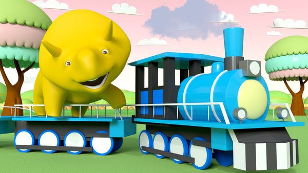 Dino the Dinosaur - Trens com Dino / Colorir imagens com Dino / Jogando futebol com Dino / Montanha russa com Dino