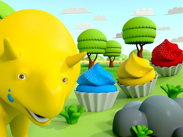 Dino the Dinosaur - Dino faz cupcakes de cores diferentes / Cores e números / O jogo de atirar nas bolhas / Dino joga bolas saltitantes e aprende as cores