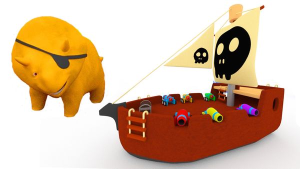 Dino the Dinosaur - El Barco Pirata y Dino / Aprender figuras con la montaña rusa