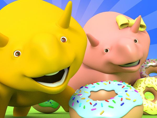 Dino the Dinosaur - Haciendo Donas / Con Caras Sonrientes