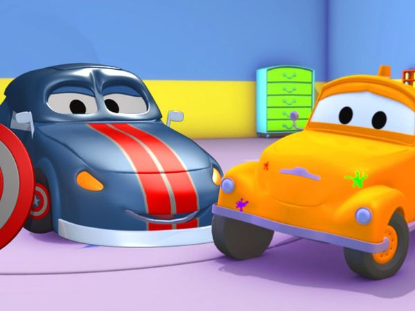 Car City: Tom's Paint Shop - Tyson es iron man / Baby Amber es masha y Ethan el oso