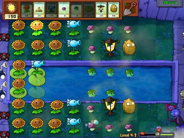 Plants vs. Zombies Gameplay - Zebra Gamer - World 4! Night Pool!