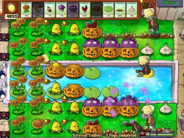 Plants vs. Zombies Gameplay - Zebra Gamer - Clip: Gold Magnet! Survival Endless!