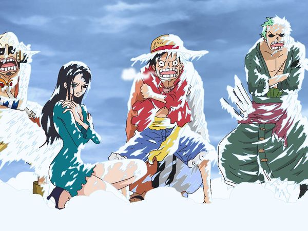 One Piece - Punk Hazard Saga - Un gran aprieto. Luffy se hunde en el mar helado.