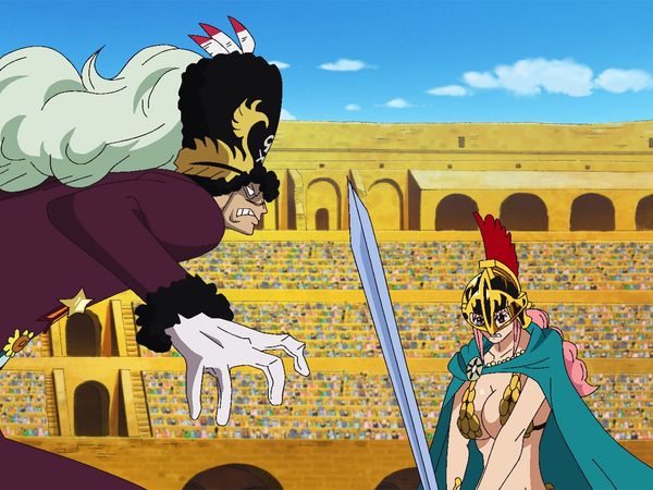 One Piece - Dressrosa Saga - Sentimientos apasionados. Rebecca contra Suleiman