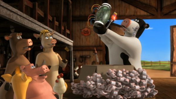 Back at the Barnyard - Abby and Veronica. Anchor Cow