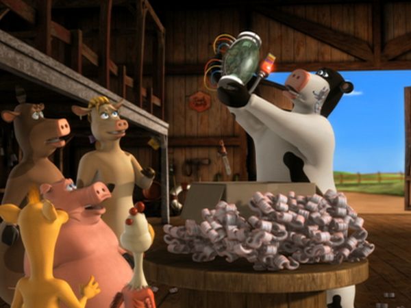 Back at the Barnyard - Abby and Veronica. Anchor Cow