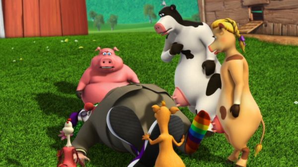 Back at the Barnyard - Clan of the Cave Cow. Clown and Out