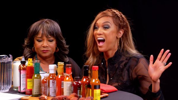 Hot Ones - Tyra Banks Cries for Her Mom While Eating Spicy Wings