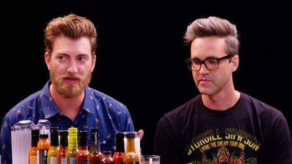 Hot Ones - Rhett & Link Hiccup Uncontrollably While Eating Spicy Wings