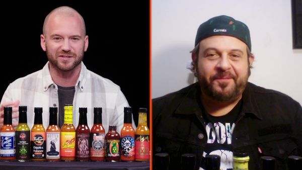 Hot Ones - Adam Richman Impersonates Noel Gallagher While Eating Spicy Wings