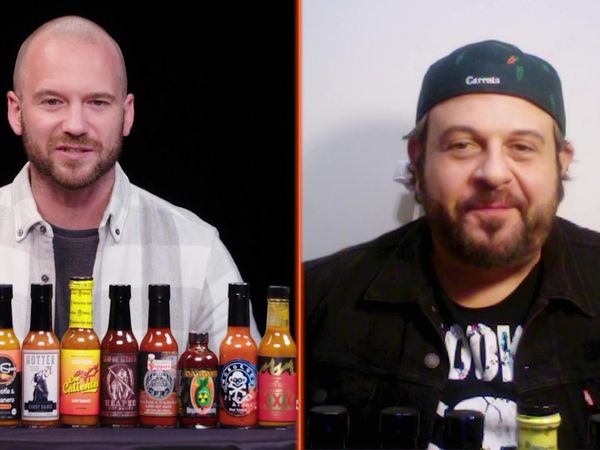 Hot Ones - Adam Richman Impersonates Noel Gallagher While Eating Spicy Wings