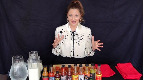 Hot Ones - Drew Barrymore Has a Hard Time Processing While Eating Hot Wings
