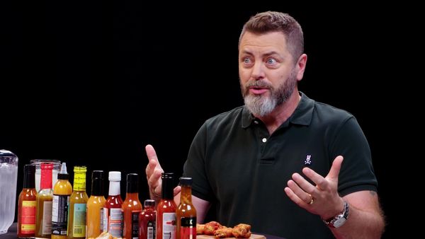 Hot Ones - Nick Offerman Gets the Job Done While Eating Spicy Wings