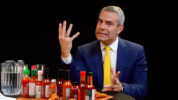 Hot Ones - Andy Cohen Spills the Tea While Eating Spicy Wings